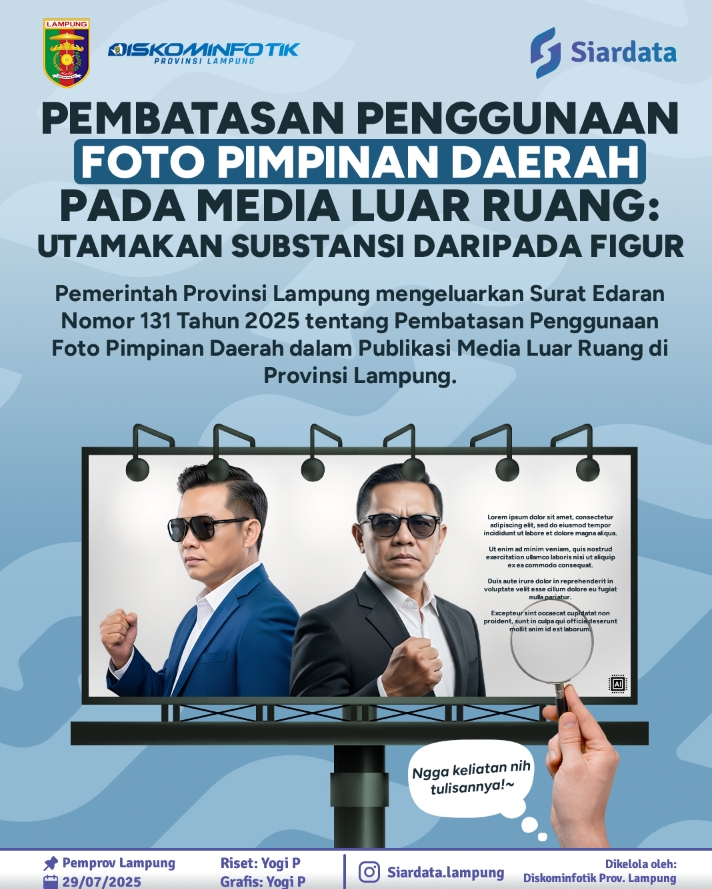 Pemprov Lampung Batasi Penggunaan Foto Pejabat di Media Luar Ruang